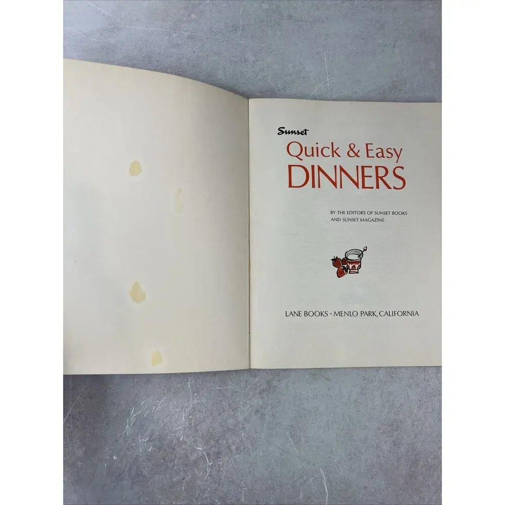 Vtg 1966 SUNSET QUICK & EASY DINNERS COOKBOOK - Paperback - 1st Edition 1st Prin